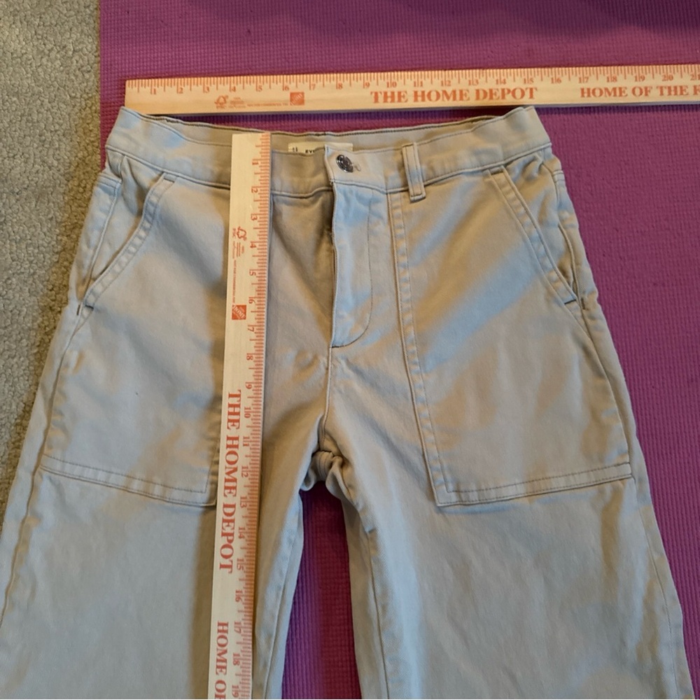 Everlane Wide Leg Utility Cargo Jeans Organic Cotton Pants Beige 8R - Picture 5 of 10